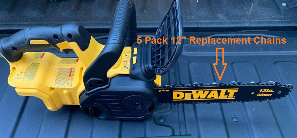 5 Pack 12" Cordless Chainsaw Chains Replaces Dewalt DCCS620 3/8LP .043 45DL