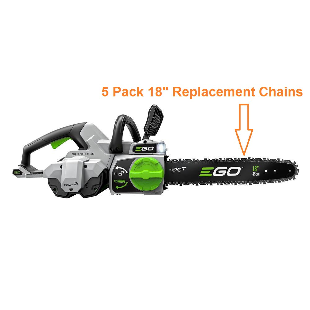 5 Pack 18" Chainsaw Saw Chain Replaces EGO CS1800 CS1804 3/8LP .050 62DL AC1800
