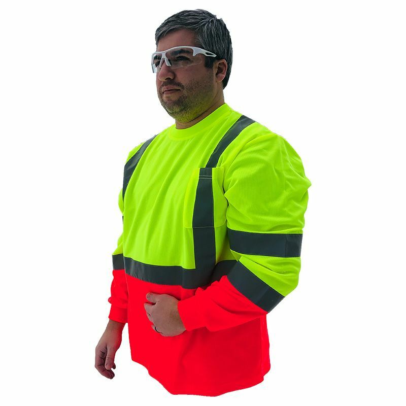 Forester Hi-Vis Red Bottom Class 3 Reflective Safety Long Sleeve Shirt