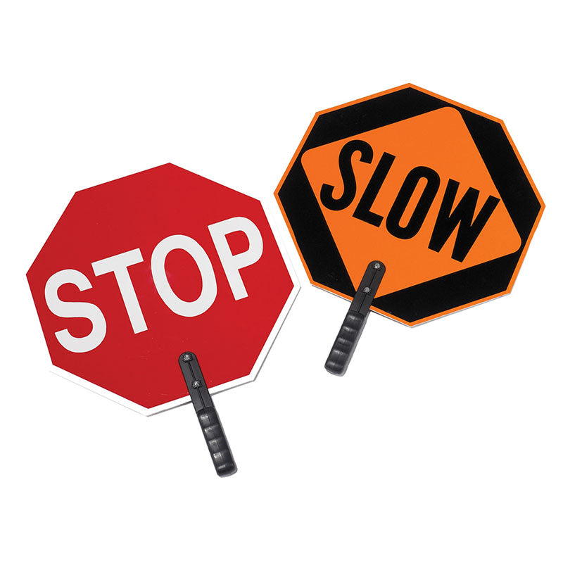 Stop Slow Paddle Sign With Handle 18"X18"