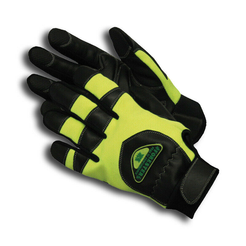 Chainsaw Gloves Kevlar Lined Anti-Vibration Hi-Vis Green Med-2XL Arborist Safety